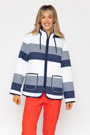 Carraig Donn Navy Stripe Jacket With Patch Pockets