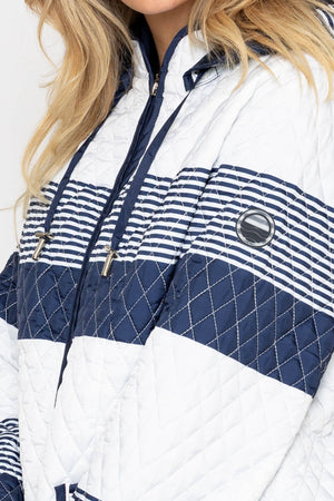 Carraig Donn Navy Stripe Jacket With Patch Pockets
