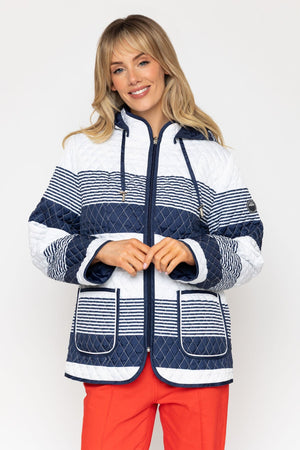 Carraig Donn Navy Stripe Jacket With Patch Pockets