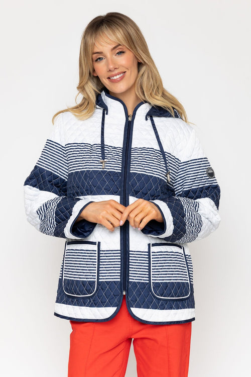 Navy Stripe Jacket With Patch Pockets