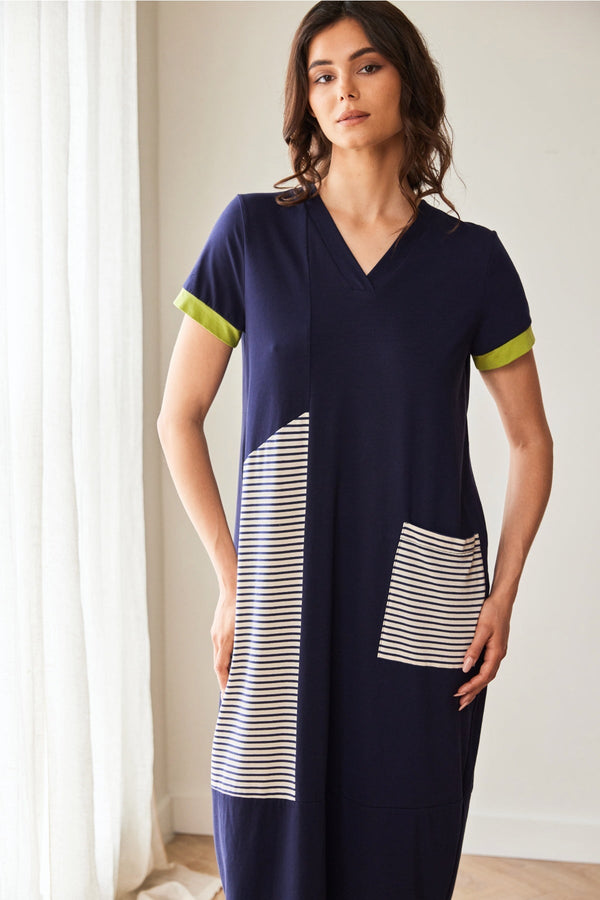 Carraig Donn Navy Stripe Midi Dress