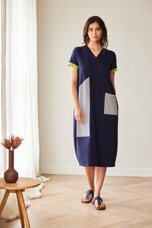 Carraig Donn Navy Stripe Midi Dress