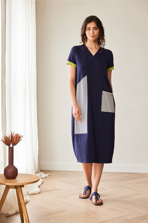 Carraig Donn Navy Stripe Midi Dress