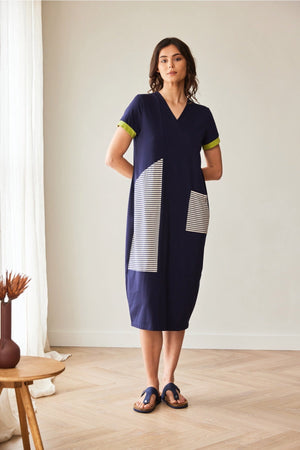 Carraig Donn Navy Stripe Midi Dress