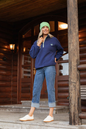 Carraig Donn Navy Teddy Fleece With Contrast Zip