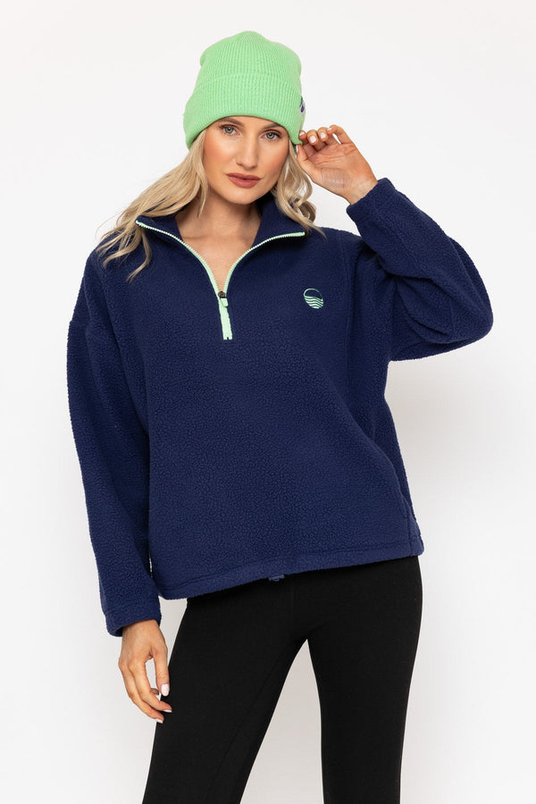 Carraig Donn Navy Teddy Fleece With Contrast Zip