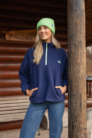 Carraig Donn Navy Teddy Fleece With Contrast Zip