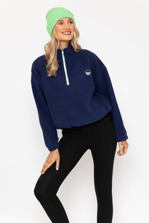 Carraig Donn Navy Teddy Fleece With Contrast Zip