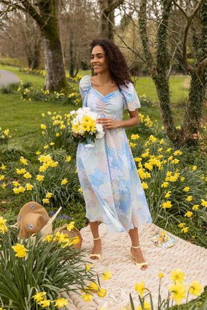 Carraig Donn Niamh Floral Print Blue Midi Dress