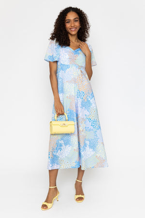 Carraig Donn Niamh Floral Print Blue Midi Dress