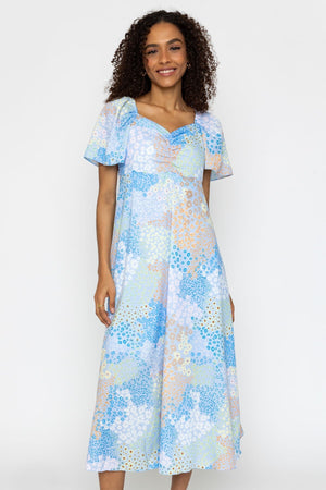 Carraig Donn Niamh Floral Print Blue Midi Dress