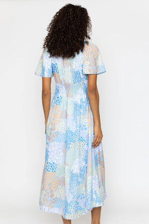 Carraig Donn Niamh Floral Print Blue Midi Dress