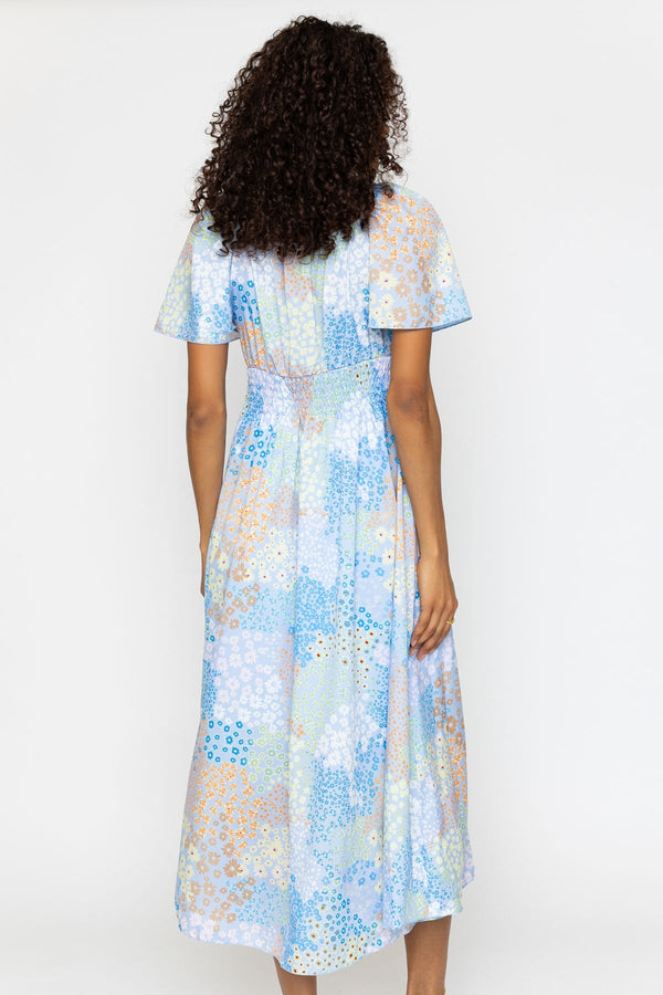 Carraig Donn Niamh Floral Print Blue Midi Dress