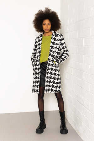 One Button Houndstooth Coat
