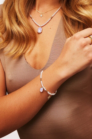 Pink Opal & Pearl Bracelet