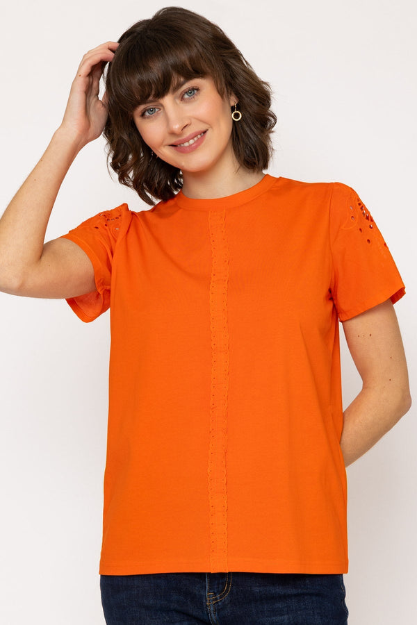 Carraig Donn Orange Broderie Anglaise Cotton Top