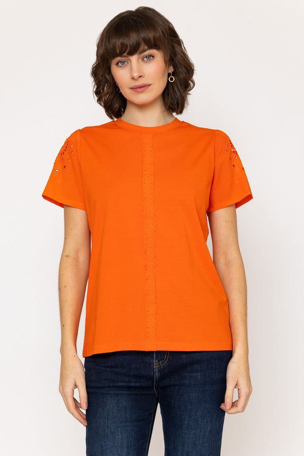 Carraig Donn Orange Broderie Anglaise Cotton Top