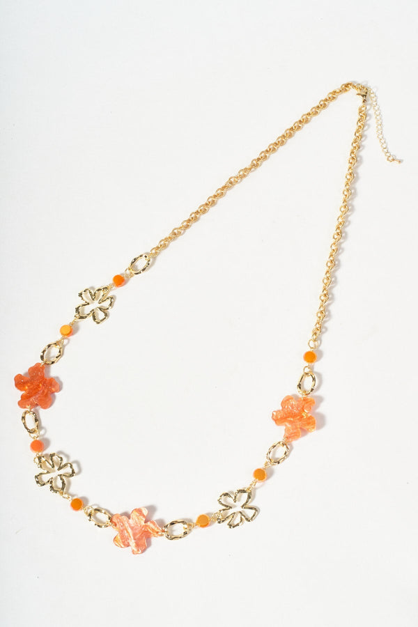 Carraig Donn Orange Flower Bead Necklace