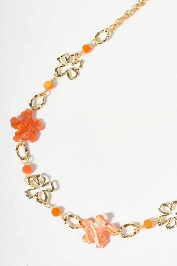 Carraig Donn Orange Flower Bead Necklace