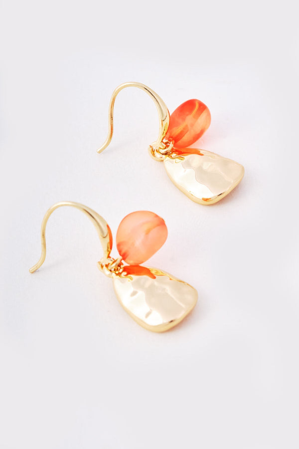Carraig Donn Orange & Gold Beaded Drop Earrings