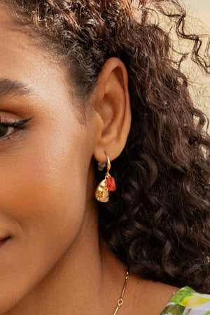 Carraig Donn Orange & Gold Beaded Drop Earrings