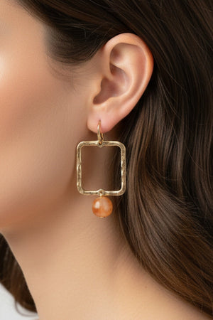Carraig Donn Orange & Gold Square Earrings