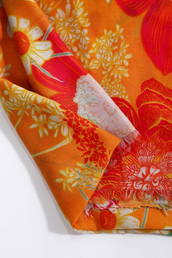 Carraig Donn Orange Large Floral Print Scarf