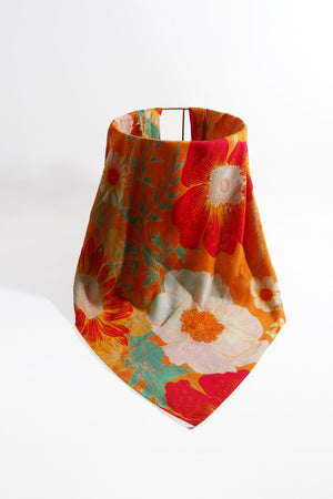 Carraig Donn Orange Large Floral Print Scarf