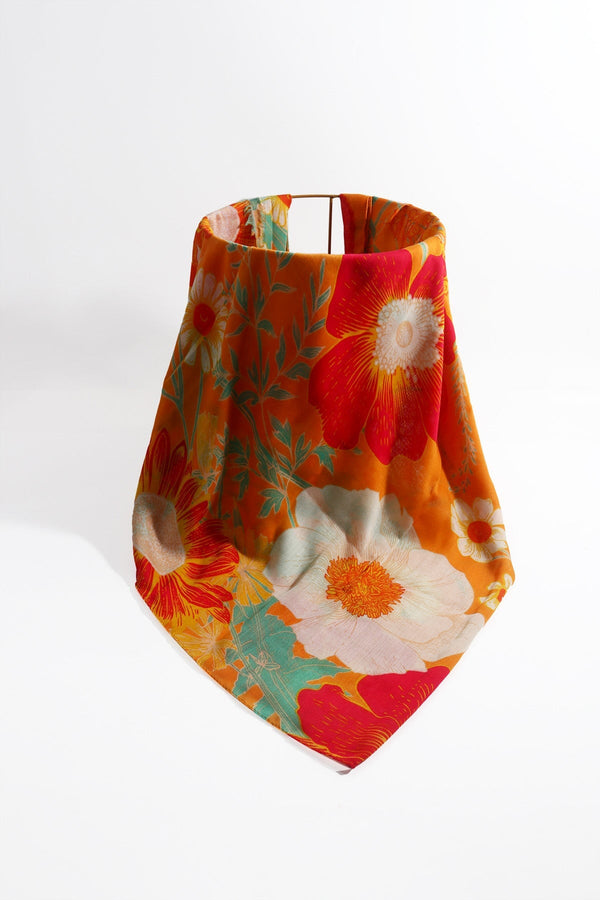 Carraig Donn Orange Large Floral Print Scarf
