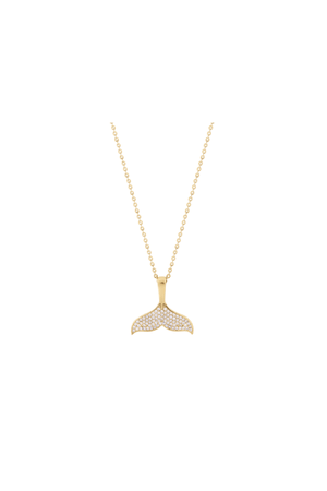 Carraig Donn Pave Whale Tail Gold Pendant Necklace