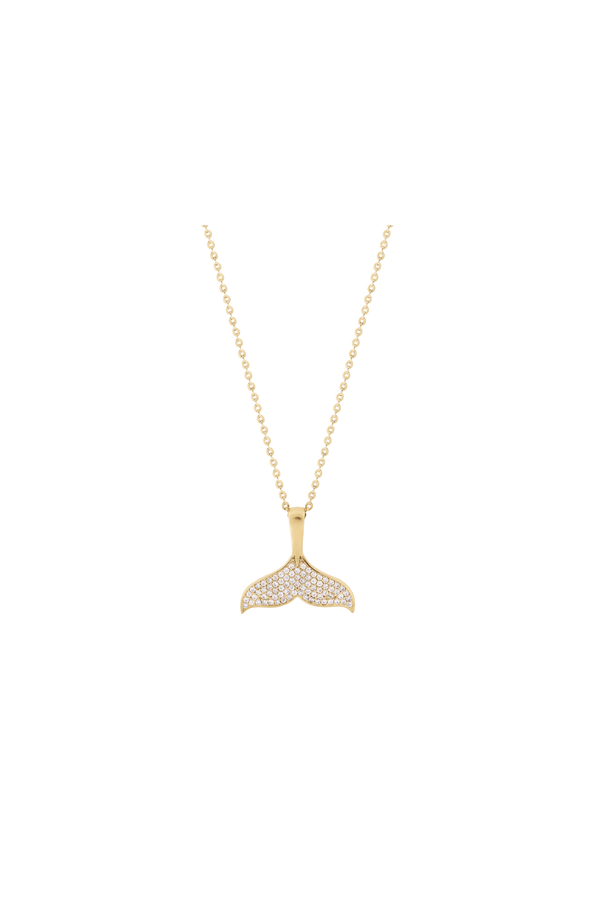 Carraig Donn Pave Whale Tail Gold Pendant Necklace