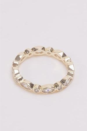 Carraig Donn Pear & Round Diamante Gold Eternity Ring - Size 7