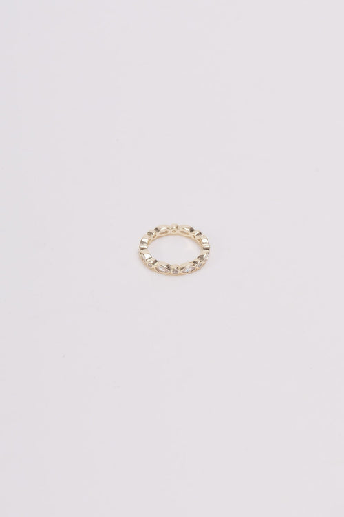 Pear & Round Diamante Gold Eternity Ring - Size 7