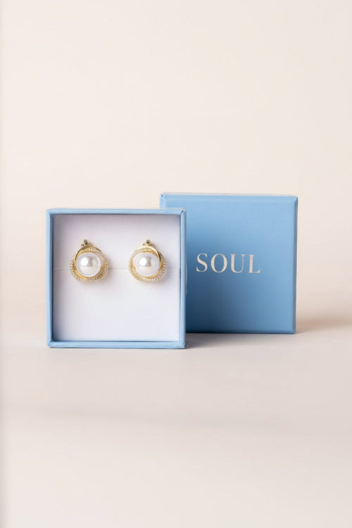 Pearl Clip On Gold Earrings