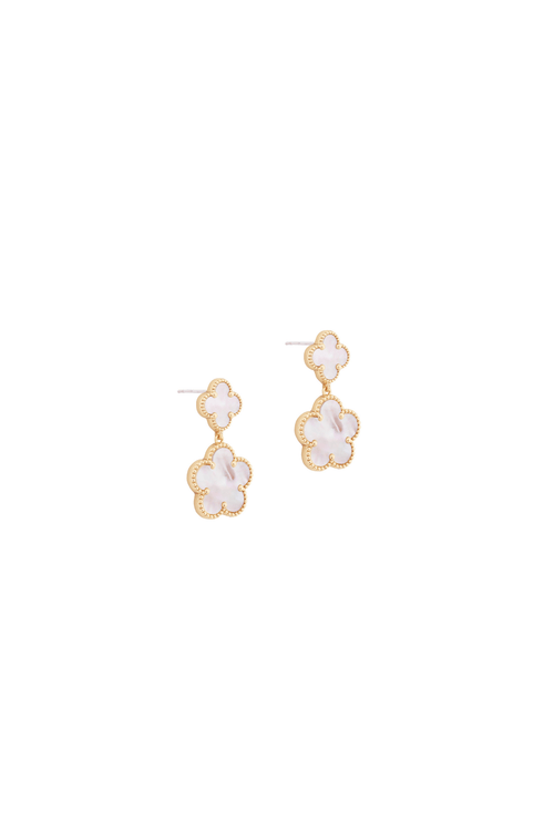 Carraig Donn Pearl Fleur Double Drop Earrings