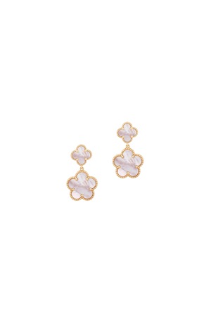 Carraig Donn Pearl Fleur Double Drop Earrings