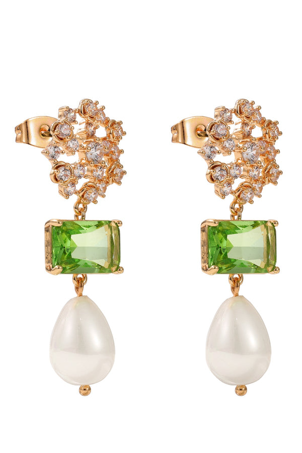 Carraig Donn Pearl & Green Earrings