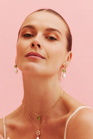 Carraig Donn Pearl & Green Earrings
