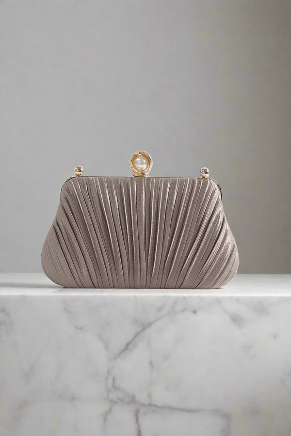 Carraig Donn Pearl Pleated Bag in Gold