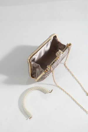 Carraig Donn Pearl Pleated Bag in Gold