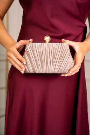 Carraig Donn Pearl Pleated Bag in Gold