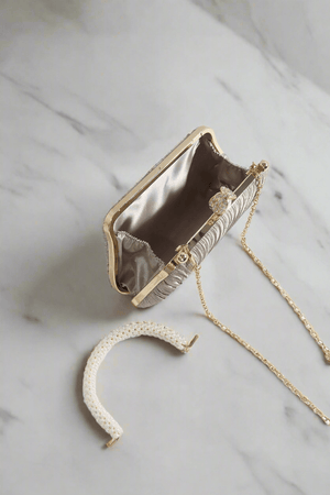 Carraig Donn Pearl Pleated Bag in Gold