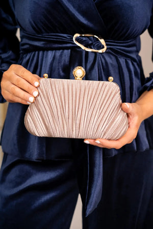 Carraig Donn Pearl Pleated Bag in Gold