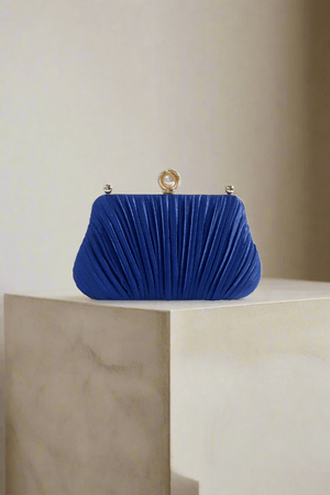Carraig Donn Pearl Pleated Clutch Bag in Blue