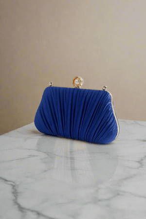 Carraig Donn Pearl Pleated Clutch Bag in Blue