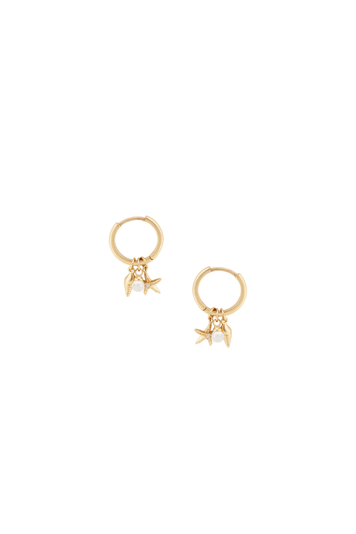 Pearl Shell & Starfish Hoop Earrings