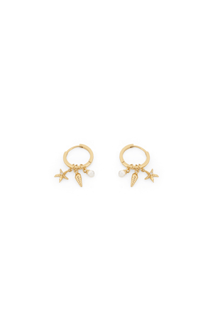 Carraig Donn Pearl Shell & Starfish Hoop Earrings