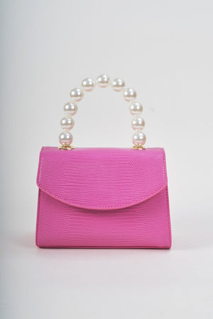 Carraig Donn Pearl Top Handle Clutch Bag in Fuchsia Pink