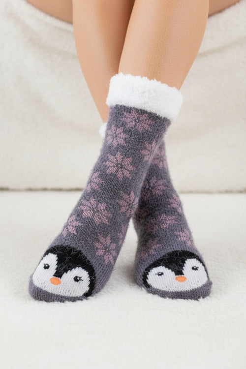 Penguin Fluffy Slipper Socks