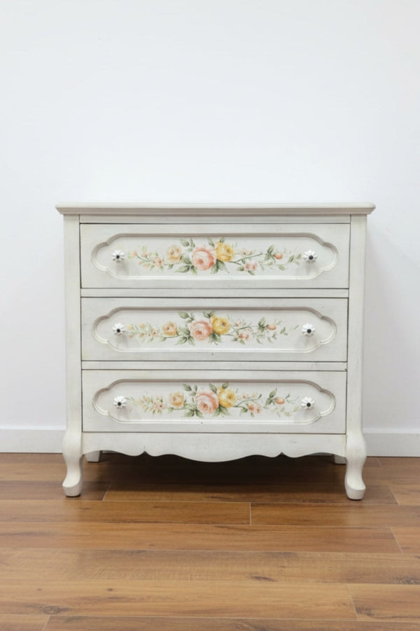 Carraig Donn Peony 3 Drawer Cream Cabinet
